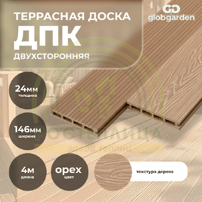 Террасная доска из ДПК 3D двухсторонняя 24х146мм